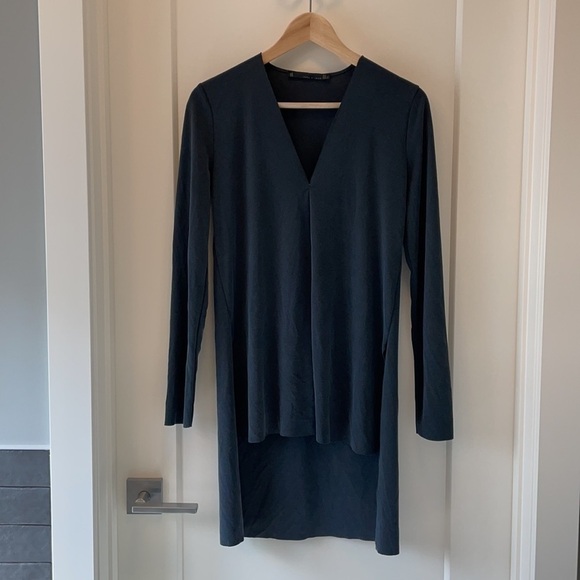 ⭐️HP⭐️SzS ZARA steel grey/blue long sleeve tunic top EUC - Picture 4 of 8